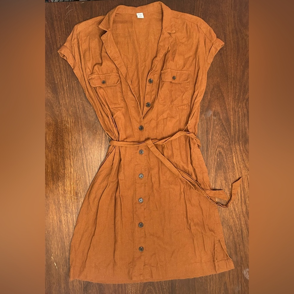 Old Navy Rust Button-Front Midi Dress